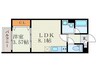 グランツ京都花園 1LDKの間取り