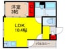 グレースパティオ鳥居町 1LDKの間取り