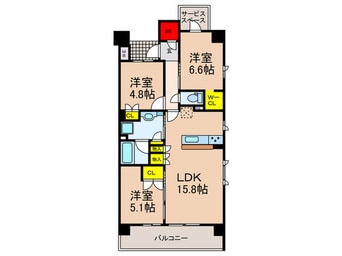 間取図 プラウド樟葉（603）