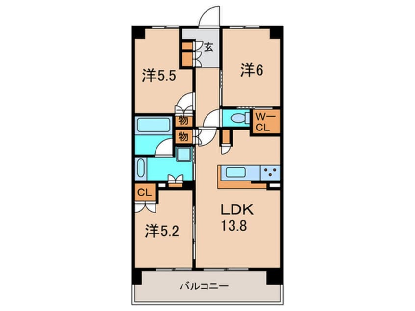 間取図 ﾊﾟ-ｸﾎ-ﾑｽﾞ伊丹稲野ｶﾞ-ﾃﾞﾝ(736)