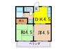 岡本ハイツ 2DKの間取り