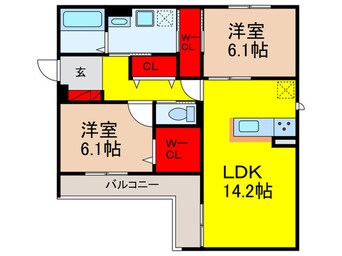 間取図 Ｄ－ｒｅｓｉｄｅｎｃｅ服部本町