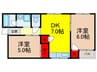 八尾マンション 2DKの間取り