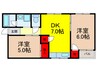 八尾マンション 2DKの間取り