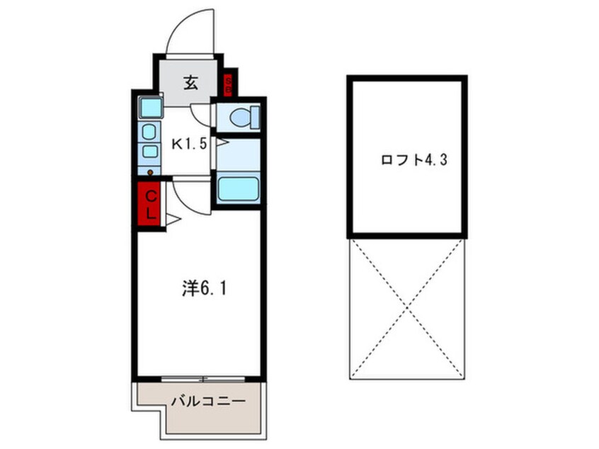 間取図 ｴｽﾃﾑｺｰﾄ三宮EASTﾎﾟﾙﾄﾏｰﾚ(511)