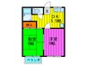 ドゥ－エル南 2DKの間取り