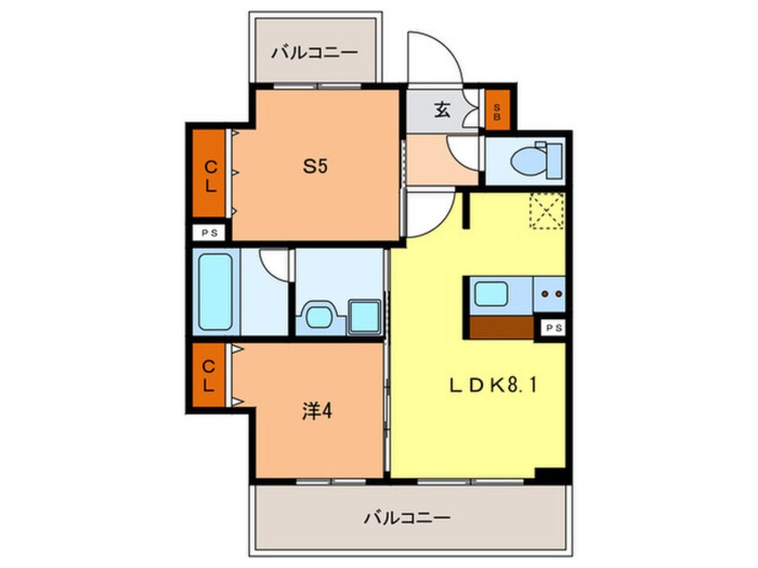 間取図 ｴｽﾃﾑﾌﾟﾗｻﾞ神戸三宮ﾙｸｼｱ(601)