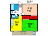 コーニッシュ豊中 2DKの間取り