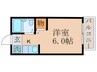 バンベール伏見 1Kの間取り