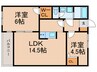 グルーブメゾン歌敷山 2LDKの間取り
