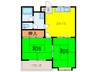 コスモパレス甲東園 2DKの間取り