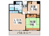 アロースあびこ 2LDKの間取り