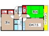 西稲葉パークハイツ 2DKの間取り