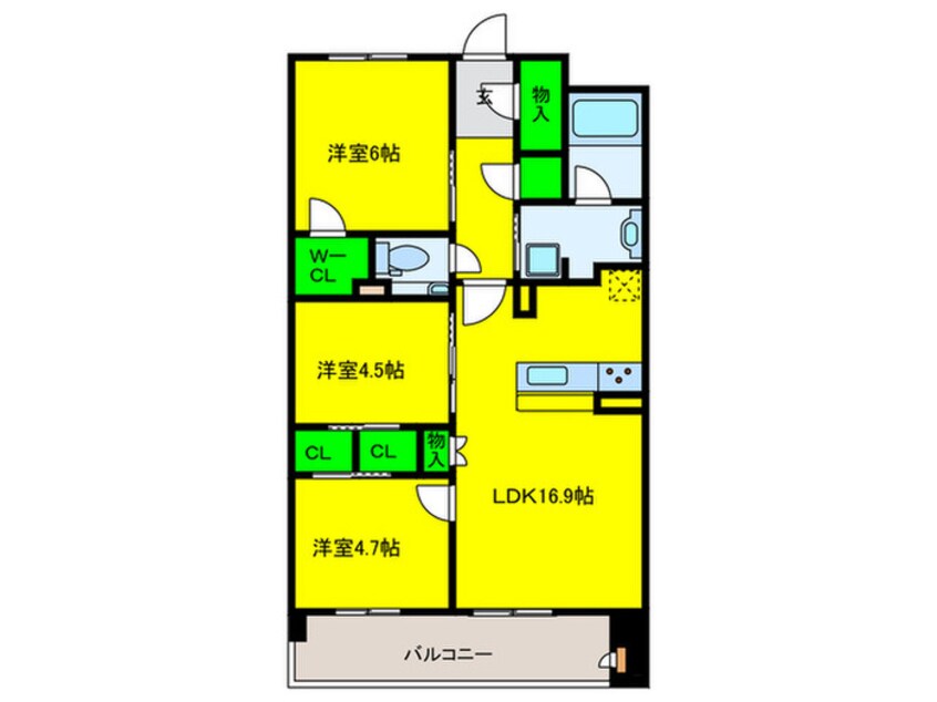 間取図 ｼｬﾙﾏﾝﾌｼﾞ堺駅前ﾌﾛﾝﾃｨｱﾃﾗｽ（202）