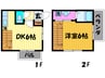 パ－クウォ－ク下鴨 1DKの間取り