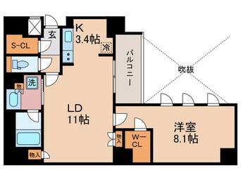 間取図 ｻﾞ･ﾊﾟｰｸﾊｳｽ京都河原町（406）