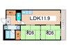 ソシア・シューペリア 2LDKの間取り