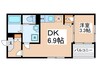 ルカセレーヌ 1DKの間取り