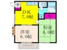 水谷ハイツ 2DKの間取り