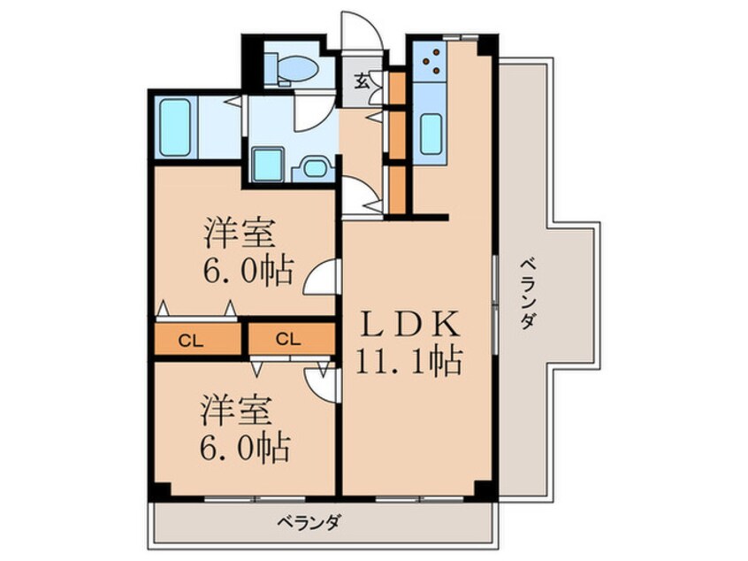 間取図 グレ－シィ天神橋（502）