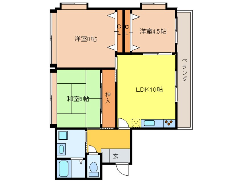 間取図 山仁サツキハイツ3