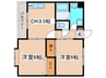 Loiseau Bleu 平野 2DKの間取り
