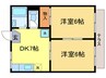 里の北ハイツ 2DKの間取り