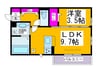 ラムココ真田山 1LDKの間取り