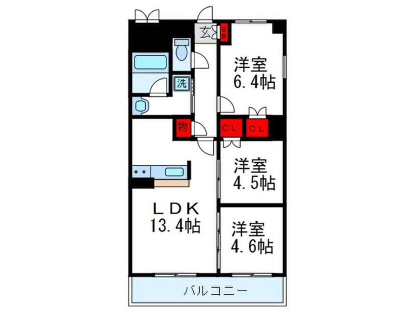 間取図 ルナソレイユ緑地公園