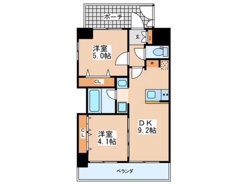 間取図 ｴｽﾃﾑｺｰﾄ阿波座ﾌﾟﾚﾐｱﾑ(301)