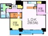 リバ－サイドタワ－中之島 2LDKの間取り