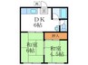 コーポ比叡 2DKの間取り