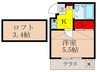 トップガーデン 1Kの間取り