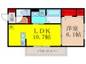 ラフィーネ八尾東 1LDKの間取り