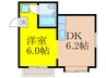 ブリスティコート摂津三島 1DKの間取り