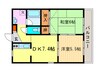 ウエストヒルズ 2DKの間取り