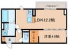 Mon Amour知原 1LDKの間取り