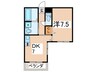 クイ－ンライフ桑津 1DKの間取り