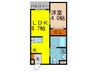アルル三番館 1LDKの間取り