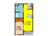 アルル三番館 1LDKの間取り