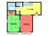 清酒岸和田城ハイツ 2DKの間取り