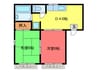 清酒岸和田城ハイツ 2DKの間取り