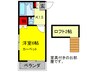 キャッスル若草 1Kの間取り