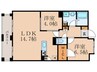 パインフィ－ルド洛東 2LDKの間取り