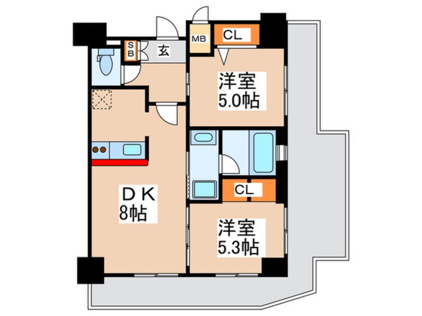 間取図 ｴｽﾃﾑﾌﾟﾗｻﾞ難波WESTﾘﾊﾞ-ｸﾛｽ(615)