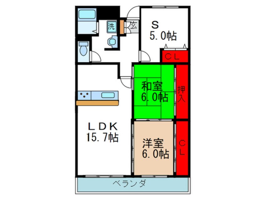 間取図 カルム千里山土井Ｃ棟