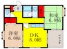 ミルテ宮ハイツ 2DKの間取り