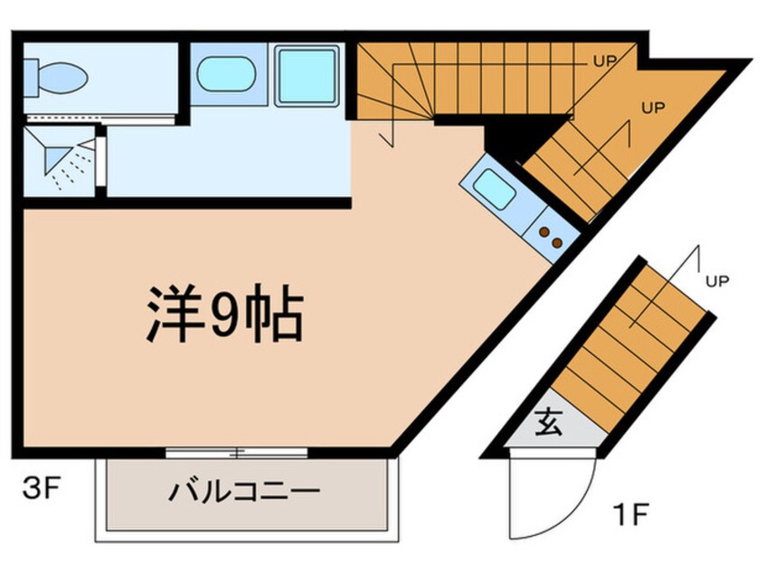 間取図 Walk one minutes岡本