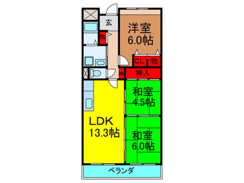 間取図 パルハセトン香里園