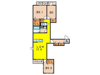 間取図 アンソレイエ門戸